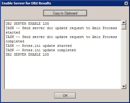 Dialogov okno Enable server for DB2